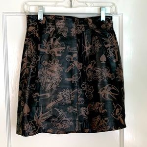 Tattoo leather mini skirt
